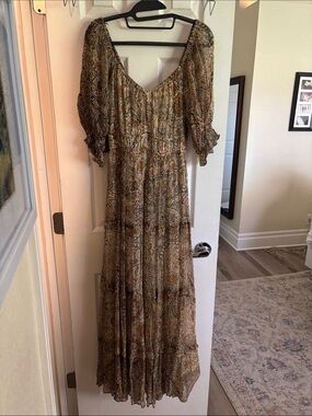 Cleobella Arabella Ankle Dress — Brown/Cream/Orange